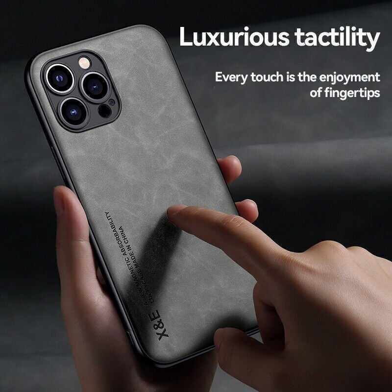 For Iphone 17 16 15 14 13 Pro Max Shockproof Magnetic Leather Black Case Cover
