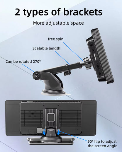 10.26 Inch Portable MP5 Multimedia Video Player Android Auto Wireless Carplay Screen HD Rear Reversing Camera Car Radio